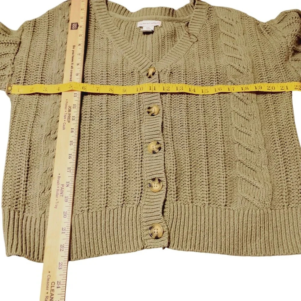 Cupcakes and Cashmere Green Cable Knit Cardigan, Medium - Picture 7 of 10